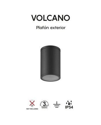 VOLCANO * FOCO SUPERFICIE IP54 1L*E27  GRIS OSCURO